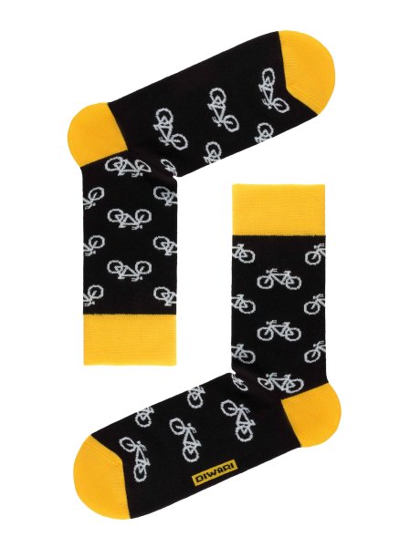 Socken mit Fahrradmotiv Diwari Happy Schwarz- Gelb
